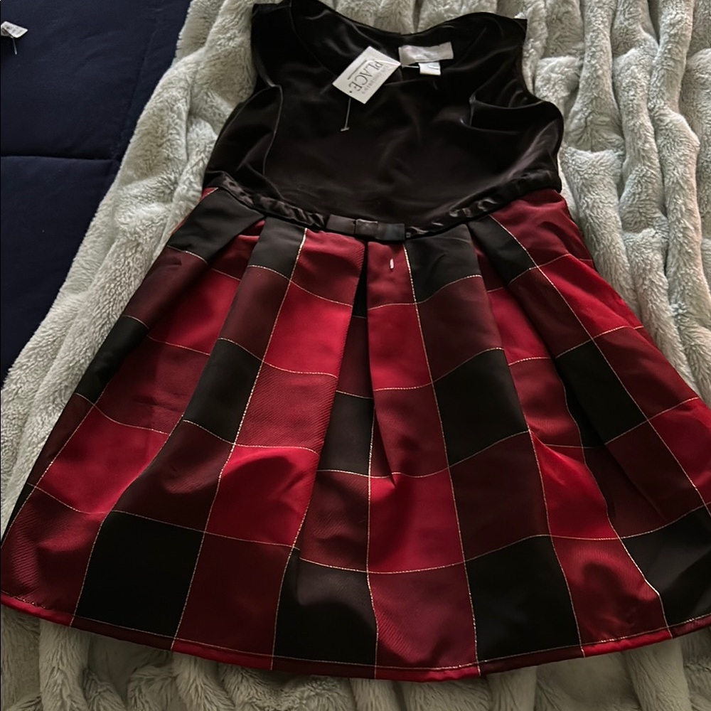 The Children's Place Black and Red Pleated Tiered Dress